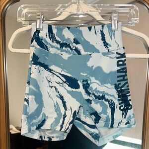 Gymshark Blue and White Athletic Shorts